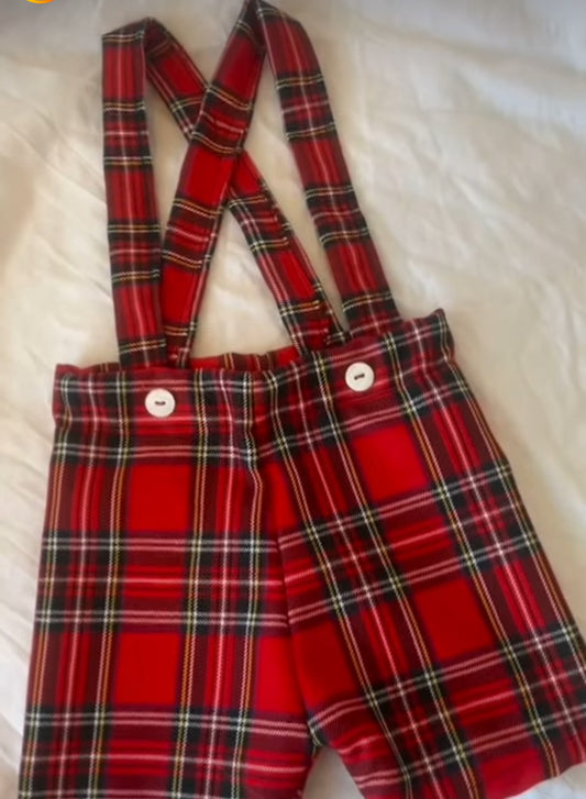 Red Traditional Tartan Dungerees